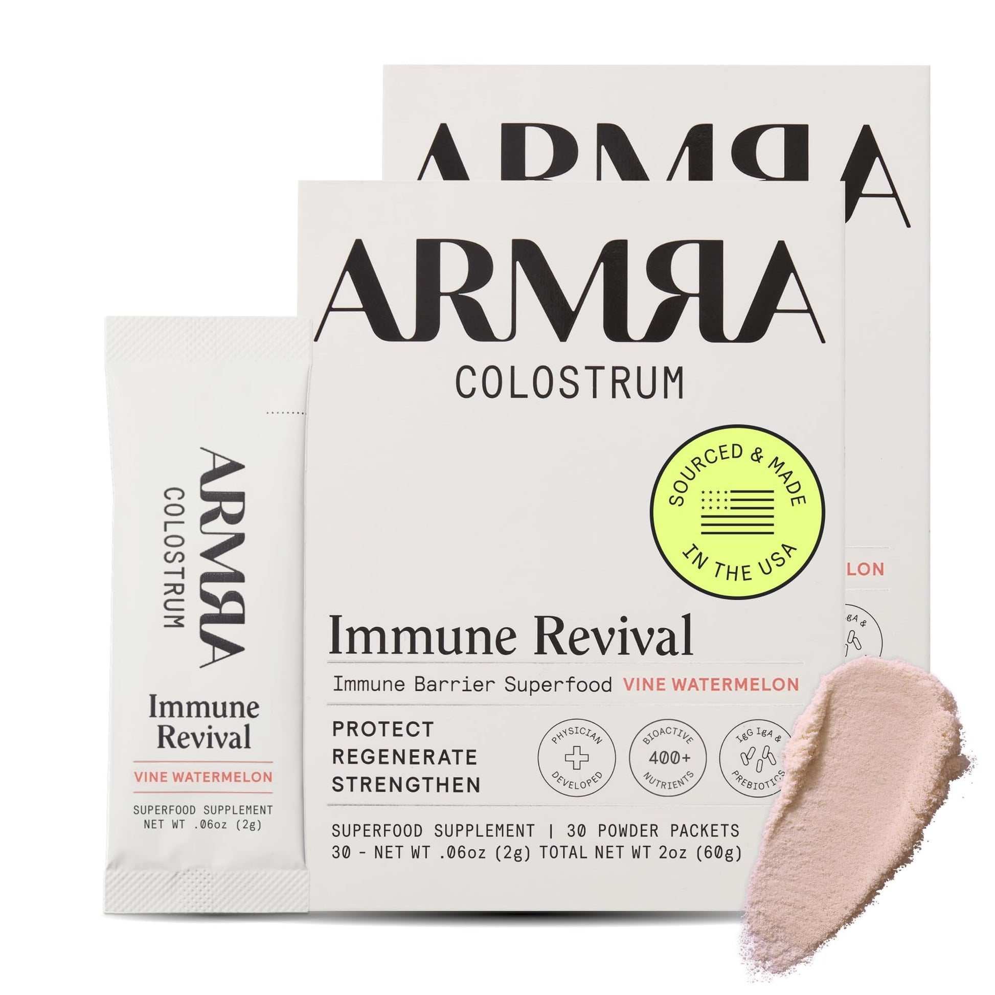 ARMRA Colostrum Powder | Vine Watermelon | Gut Health & Bloating | Skin & Hair | Immunity | Keto, Gluten & Fat-Free | 60 Servings - Maple Wellness Supplements