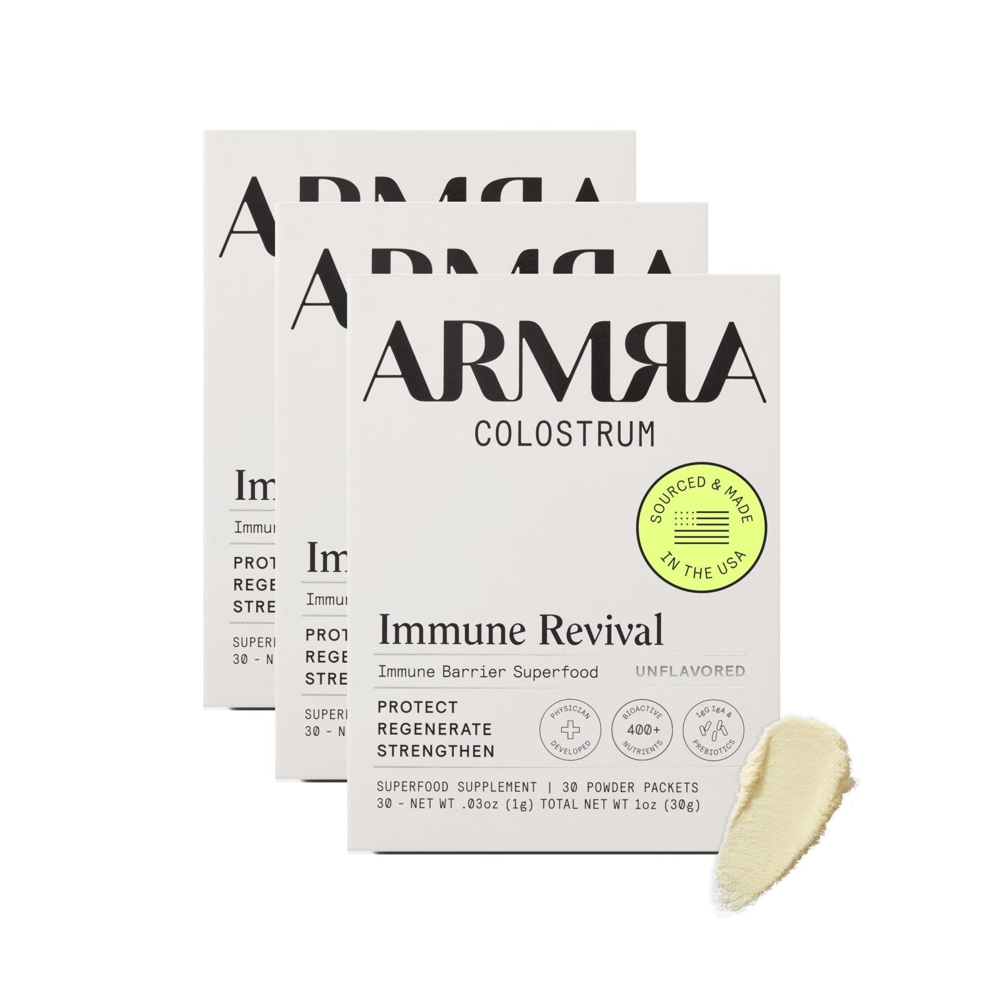 ARMRA Colostrum™ Premium Powder, Grass Fed, Gut Health Bloating Immunity Skin & Hair, Contains 400+ Bioactive Nutrients, Keto, Gluten & Fat Free (Unflavored Bundle | 90 Servings) - Maple Wellness Supplements