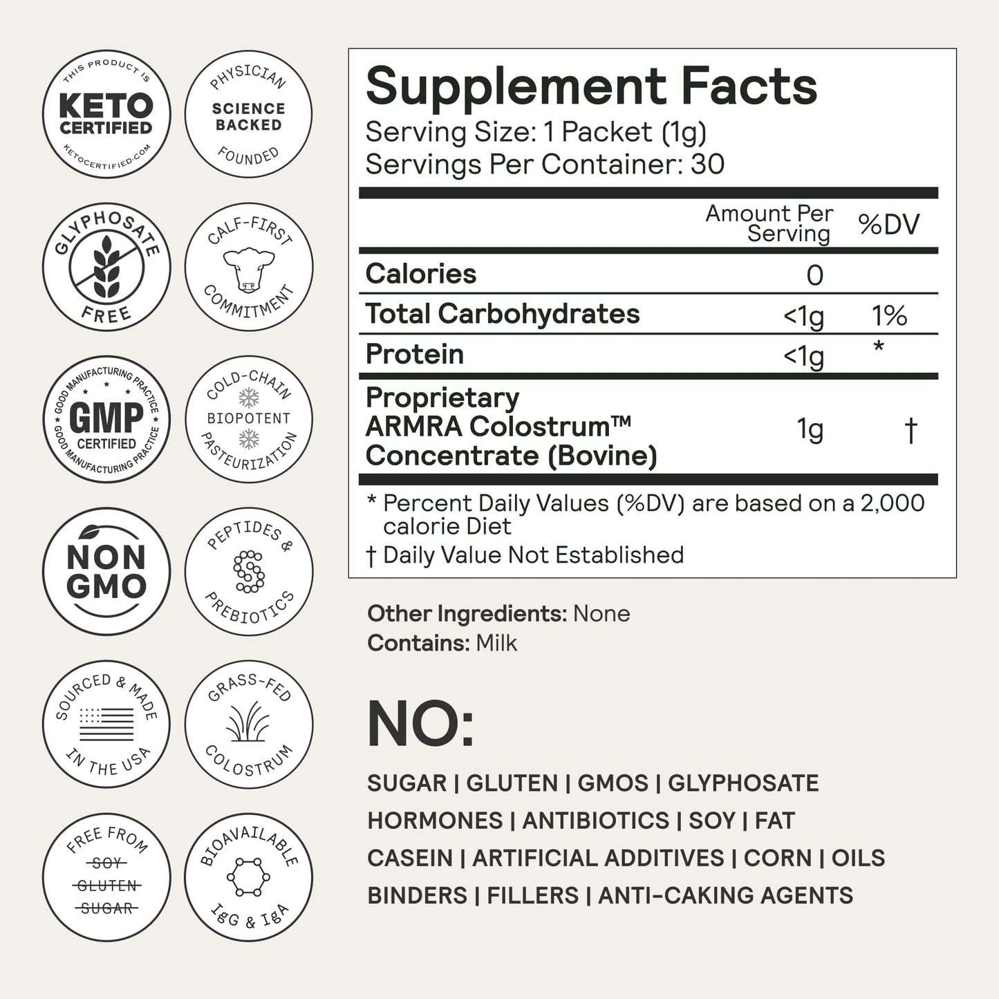 ARMRA Colostrum™ Premium Powder, Grass Fed, Gut Health Bloating Immunity Skin & Hair, Contains 400+ Bioactive Nutrients, Potent Bioavailable, Keto, Gluten & Fat Free (Unflavored 30｜Blood Orange 90) - Maple Wellness Supplements