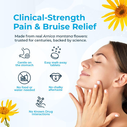 Arnica Montana 30X HPUS, Clinical Grade, Quick Dissolve Tablets, Five-Day Recovery Pack for Pain and Bruise Relief After Surgery or Injury, Natural Healing, Gentle on The Stomach - 30 Count - Maple Wellness Supplements