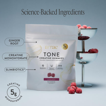 Arrae Tone Gummies – Creatine Monohydrate 5g for Women – Support Lean Muscle, Strength & Recovery – Hormone-Friendly Muscle Toning Supplement - Maple Wellness Supplements