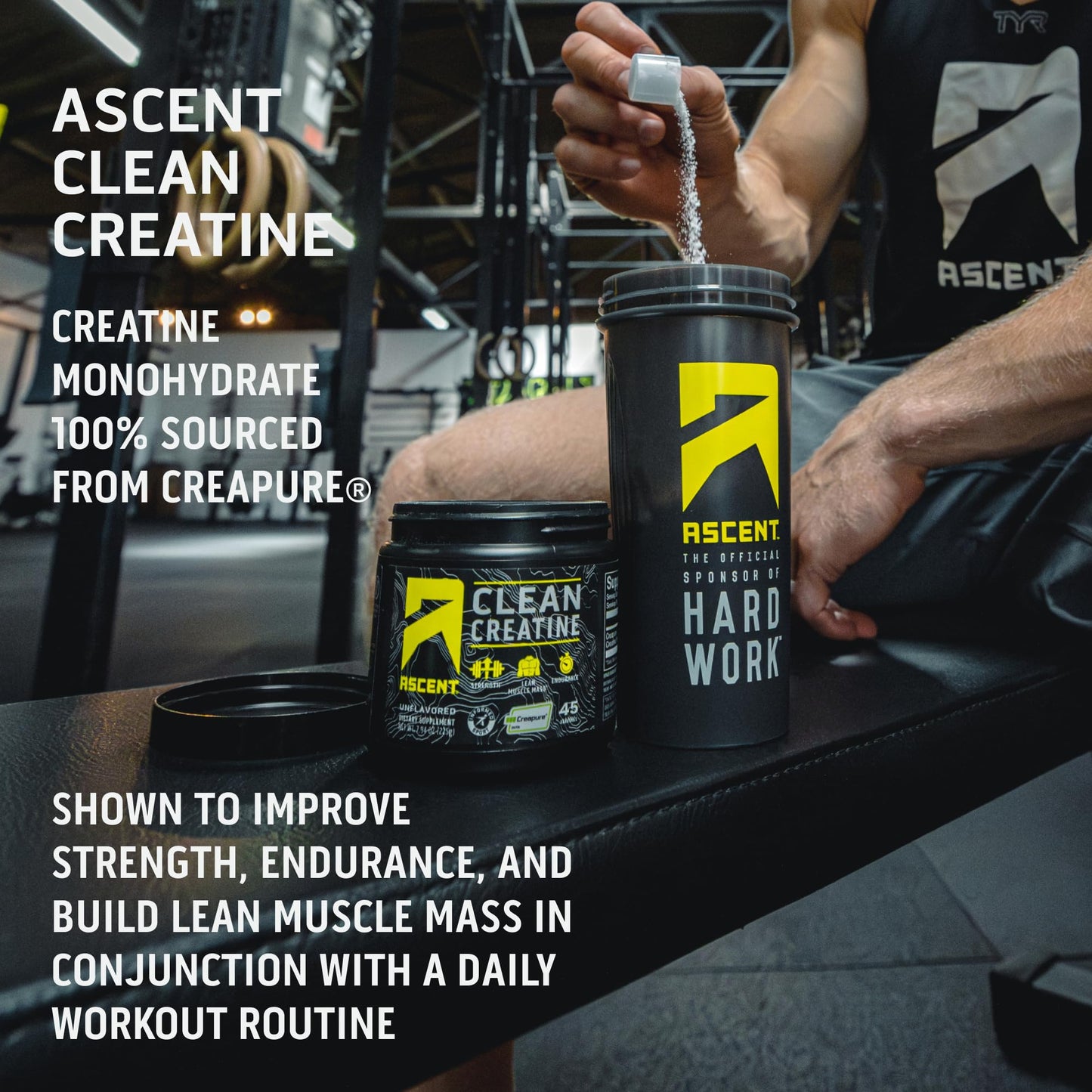 Ascent Clean Creatine Monohydrate Powder - 5G Per Serving, Creapure Creatine Supple - Maple Wellness Supplements