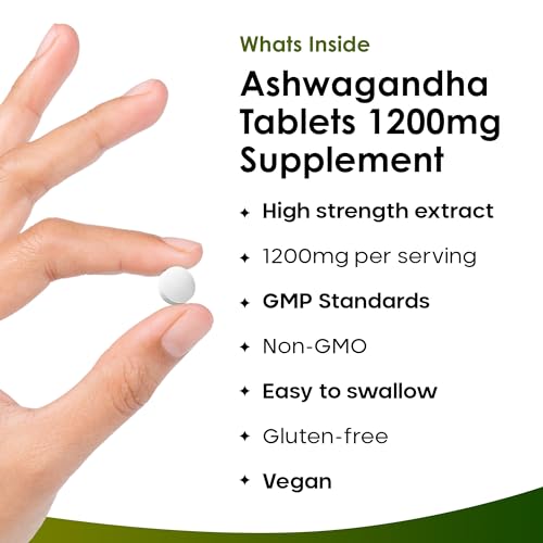 Ashwagandha 1200mg - 365 Vegan Tablets Pure High Strength Ashwagandha Root - Maple Wellness Supplements