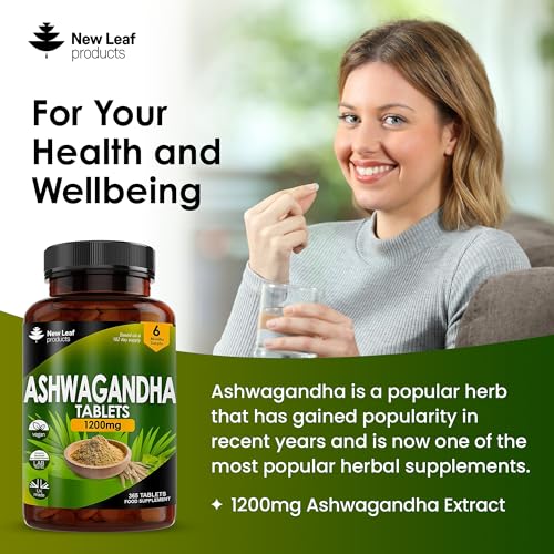 Ashwagandha 1200mg - 365 Vegan Tablets Pure High Strength Ashwagandha Root - Maple Wellness Supplements