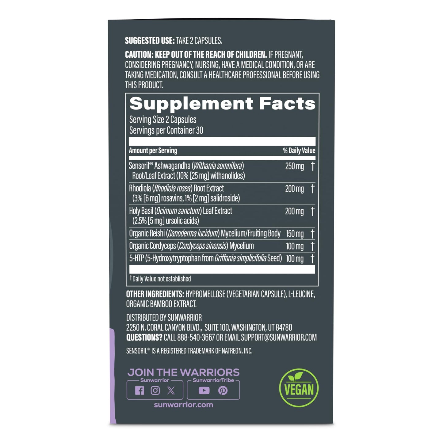 Ashwagandha, Rhodiola, Reishi & 5-HTP for Stress-Free Focus Active Focus & Balance Capsules Caffeine-Free Nootropic for Calm Energy & Mental Clarity, Mood & Immune Support 60 Vegan Capsules - Maple Wellness Supplements