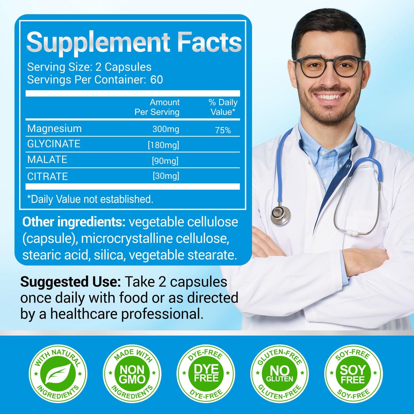 ASSR Triple Magnesium Complex – 300mg Magnesium Supplement with Glycinate, Malate & Citrate – Supports Relaxation, Muscle & Nerve Function - Maple Wellness Supplements