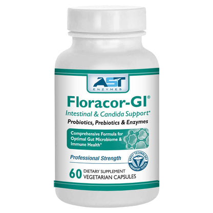 AST Enzymes Floracor - Supports Gut & Intestinal Health - Premium Probiotic, Prebiotic and Enzyme Formula - 60 Vegetarian Capsules - Maple Wellness Supplements