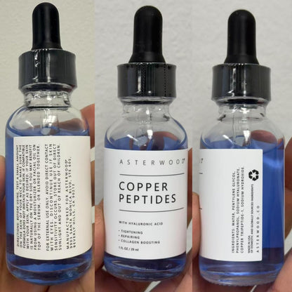 Asterwood Copper Peptides Serum for Face - with GHK-Cu Peptide and Hyaluronic Acid - Anti-Aging Facial Serum - 1 Fl Oz - Maple Wellness Supplements