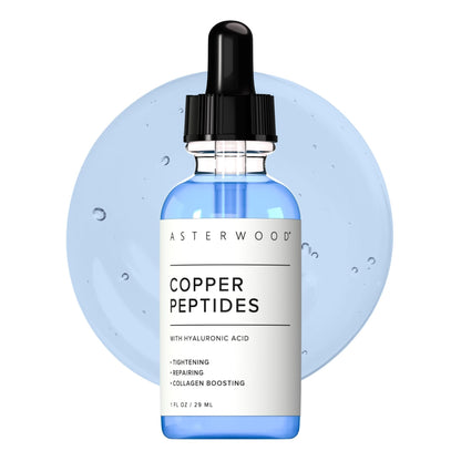 Asterwood Copper Peptides Serum for Face - with GHK-Cu Peptide and Hyaluronic Acid - Anti-Aging Facial Serum - 1 Fl Oz - Maple Wellness Supplements