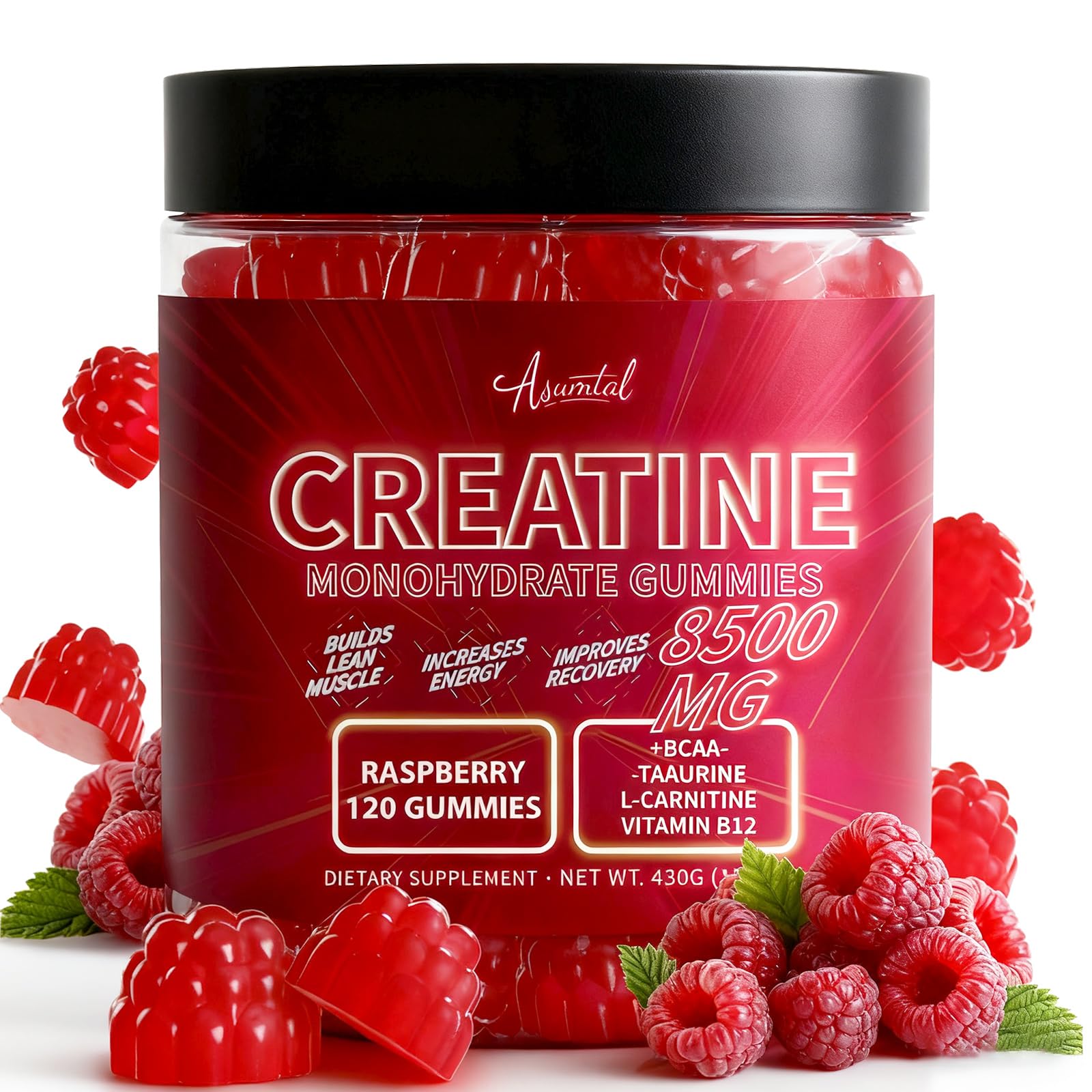 Asumtal Creatine Monohydrate Gummies for Men & Women, Creatine Monohydrate Supplement for Muscle Growth, Strength & Energy Support - Maple Wellness Supplements