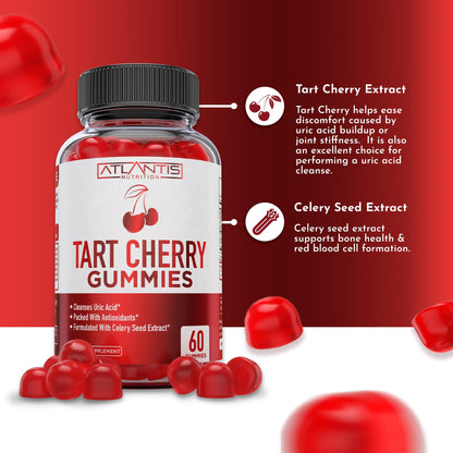 Atlantis Nutrition Tart Cherry Gummies with Celery Seed Extract - Advanced Uric Acid Cleanse for Immediate Relief | Joint Relief & Recovery - Maple Wellness Supplements