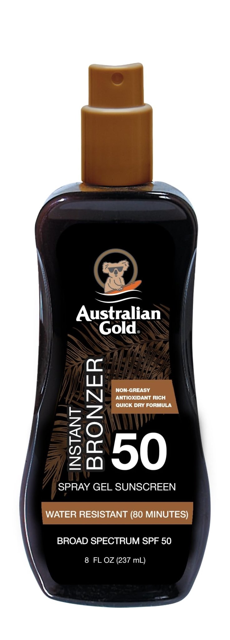 Australian Gold Spray Gel Sunscreen with Instant Bronzer SPF 50, 8 Ounce | Moisturize & Hydrate Skin - Maple Wellness Supplements