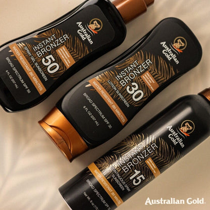 Australian Gold Spray Gel Sunscreen with Instant Bronzer SPF 50, 8 Ounce | Moisturize & Hydrate Skin - Maple Wellness Supplements