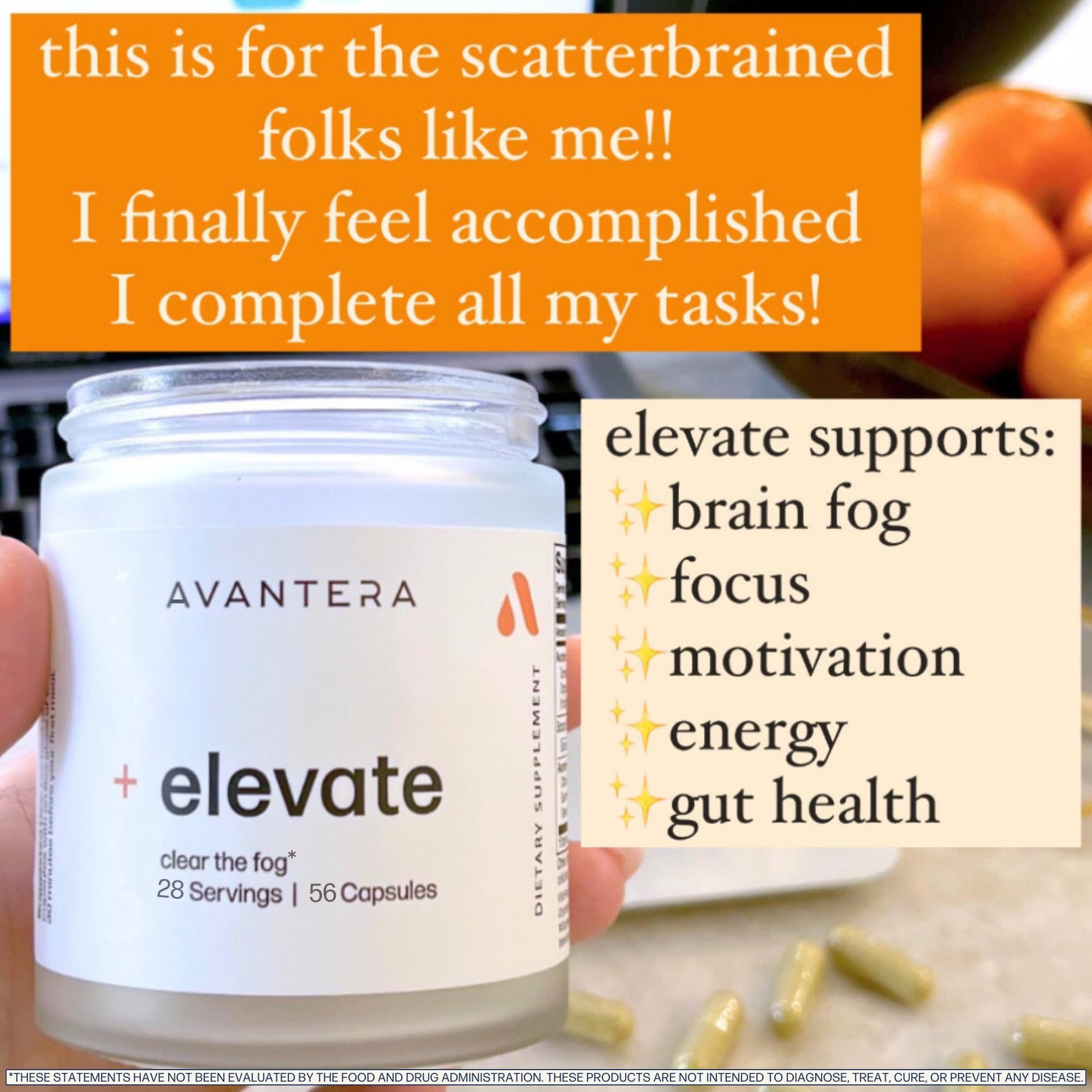Avantera Elevate Premium Nootropic Supplement - Beat Brain Fog - Best Focus Supplements for Memory & Focus Support - Energy Without Crash - Maple Wellness Supplements