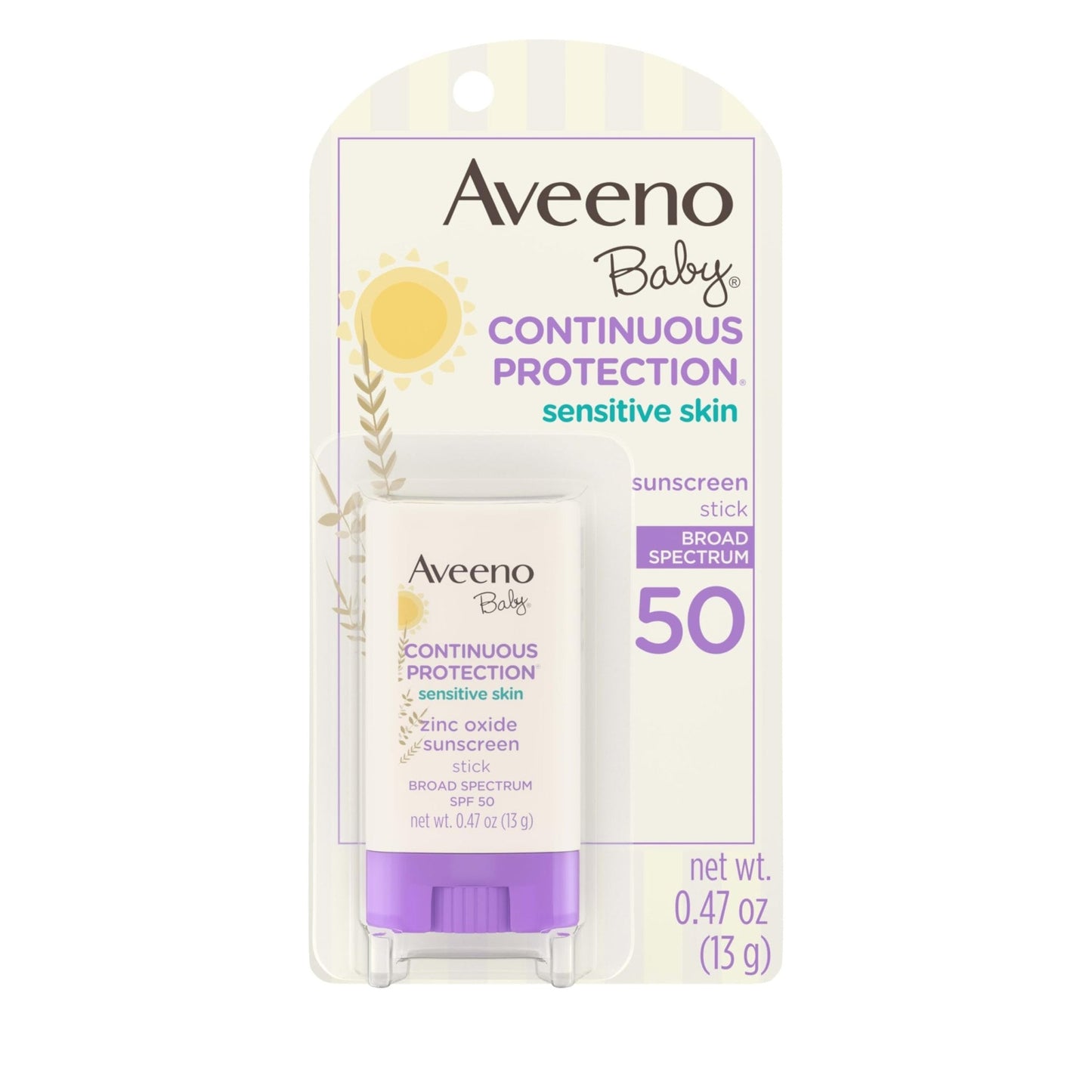 Aveeno Baby Continuous Protection Mineral Sunscreen Stick for Sensitive Skin with Broad Spectrum SPF 50 Protection for Face & Body - Maple Wellness Supplements