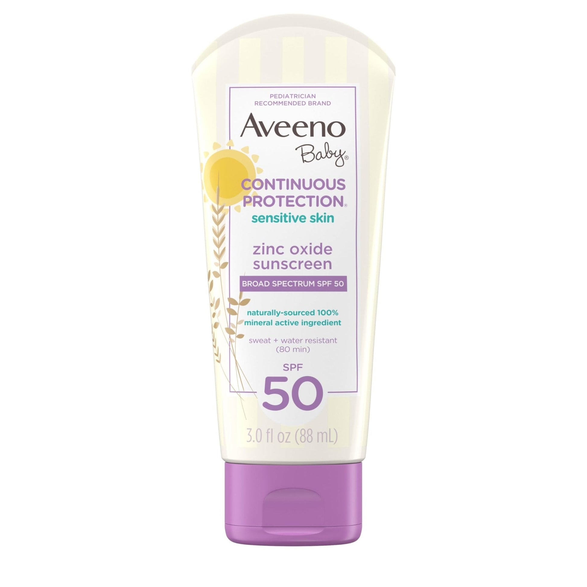 Aveeno Baby Continuous Protection Zinc Oxide Mineral Sunscreen Lotion for Sensitive Skin - Maple Wellness Supplements