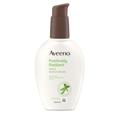 Aveeno Positively Radiant Daily Face Moisturizer with SPF 15 Sunscreen, Hydrating Facial Moisturizer with Soy Extract to Improve Skin - Maple Wellness Supplements