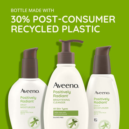 Aveeno Positively Radiant Face Moisturizer with SPF 30 Sunscreen, Hydrating Facial Moisturizer with Soy Extract to Visibly Improve Skin Tone and Texture - Maple Wellness Supplements