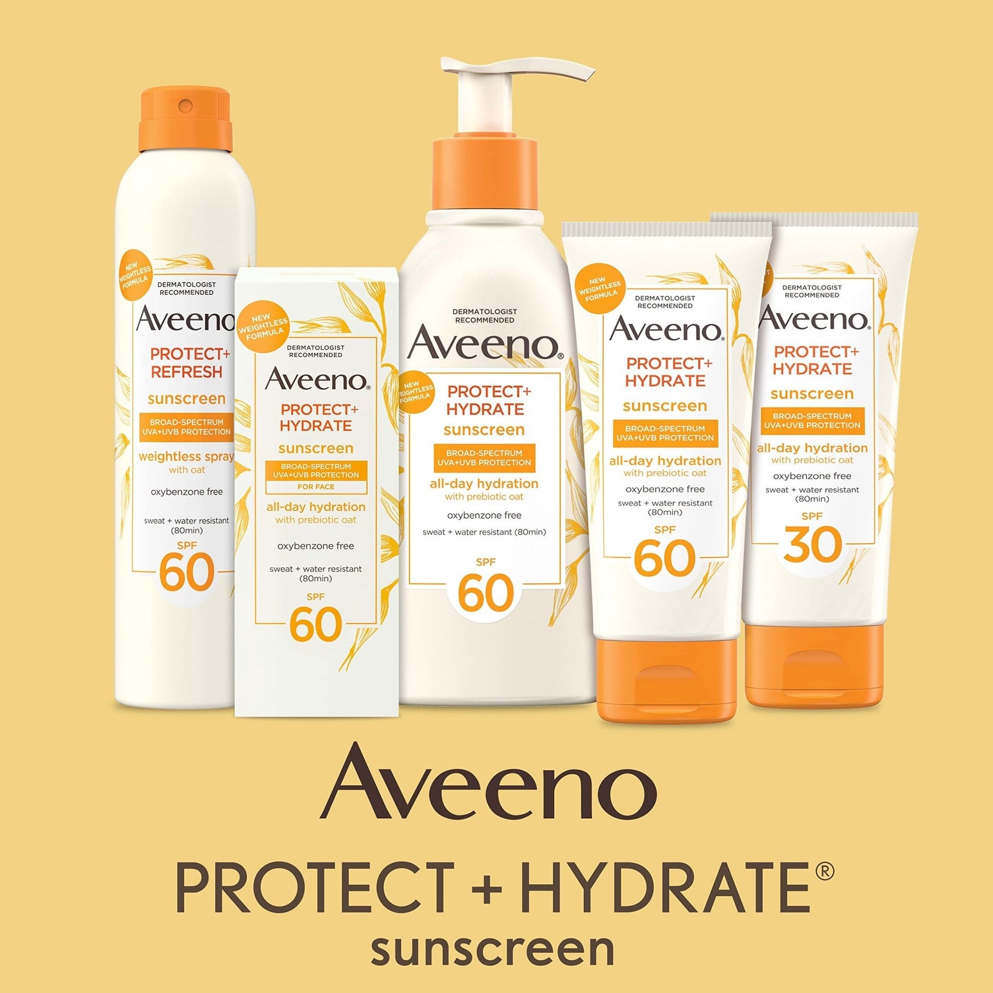 Aveeno Protect + Hydrate Face Sunscreen, SPF 60 Broad Spectrum, for Sensitive Skin, Travel Size, Water Resistant - Maple Wellness Supplements