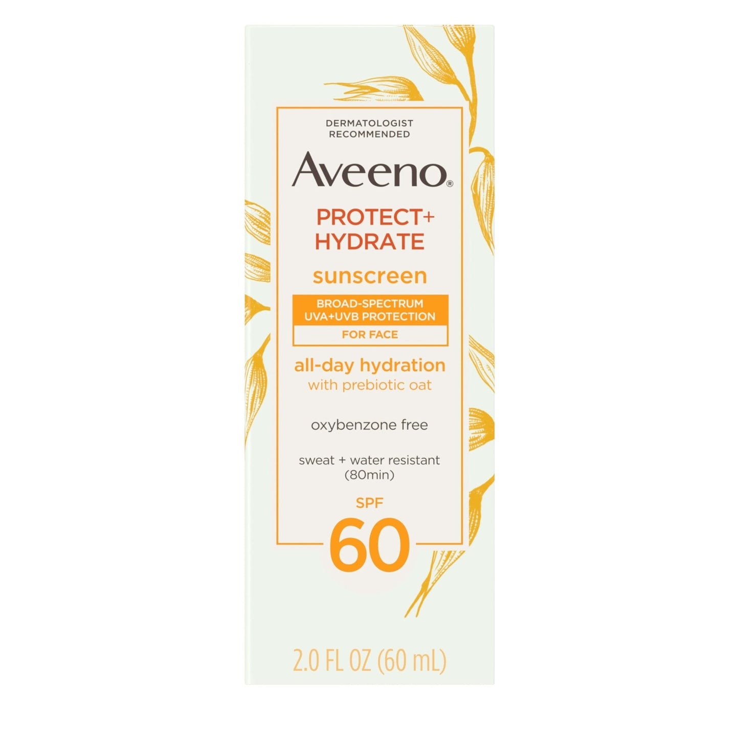 Aveeno Protect + Hydrate Face Sunscreen, SPF 60 Broad Spectrum, for Sensitive Skin, Travel Size, Water Resistant - Maple Wellness Supplements