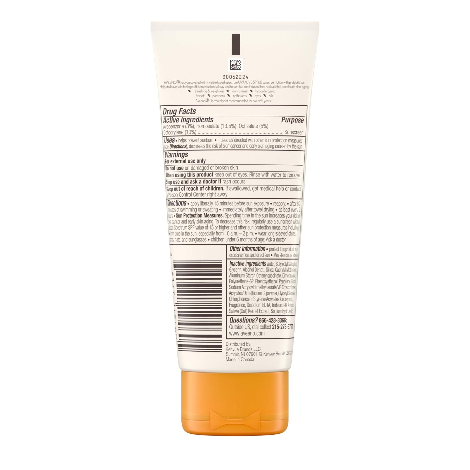 Aveeno Protect + Hydrate Moisturizing Body Sunscreen Lotion with Broad Spectrum SPF 60 & Prebiotic Oat, Weightless & Refreshing Feel - Maple Wellness Supplements