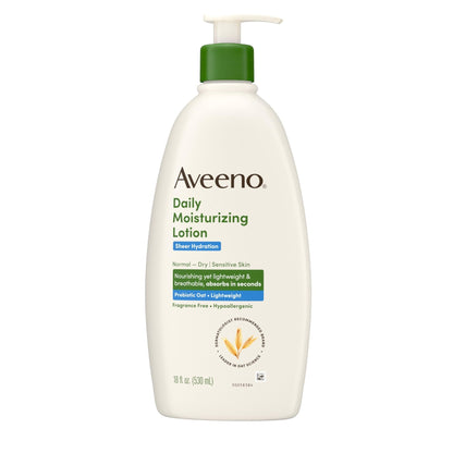 Aveeno Sheer Hydration Fragrance-Free Daily Moisturizing Lotion with Prebiotic Oat for Dry Skin, Lightweight - Maple Wellness Supplements