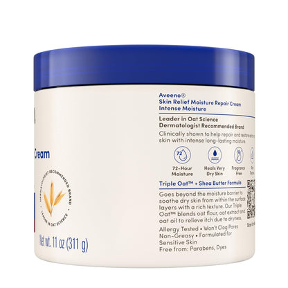 Aveeno Skin Relief Intense Moisture Repair Body Cream with Triple Oat & Shea Butter Formula, Helps Heal, Repair & Restore Very Dry Skin - Maple Wellness Supplements