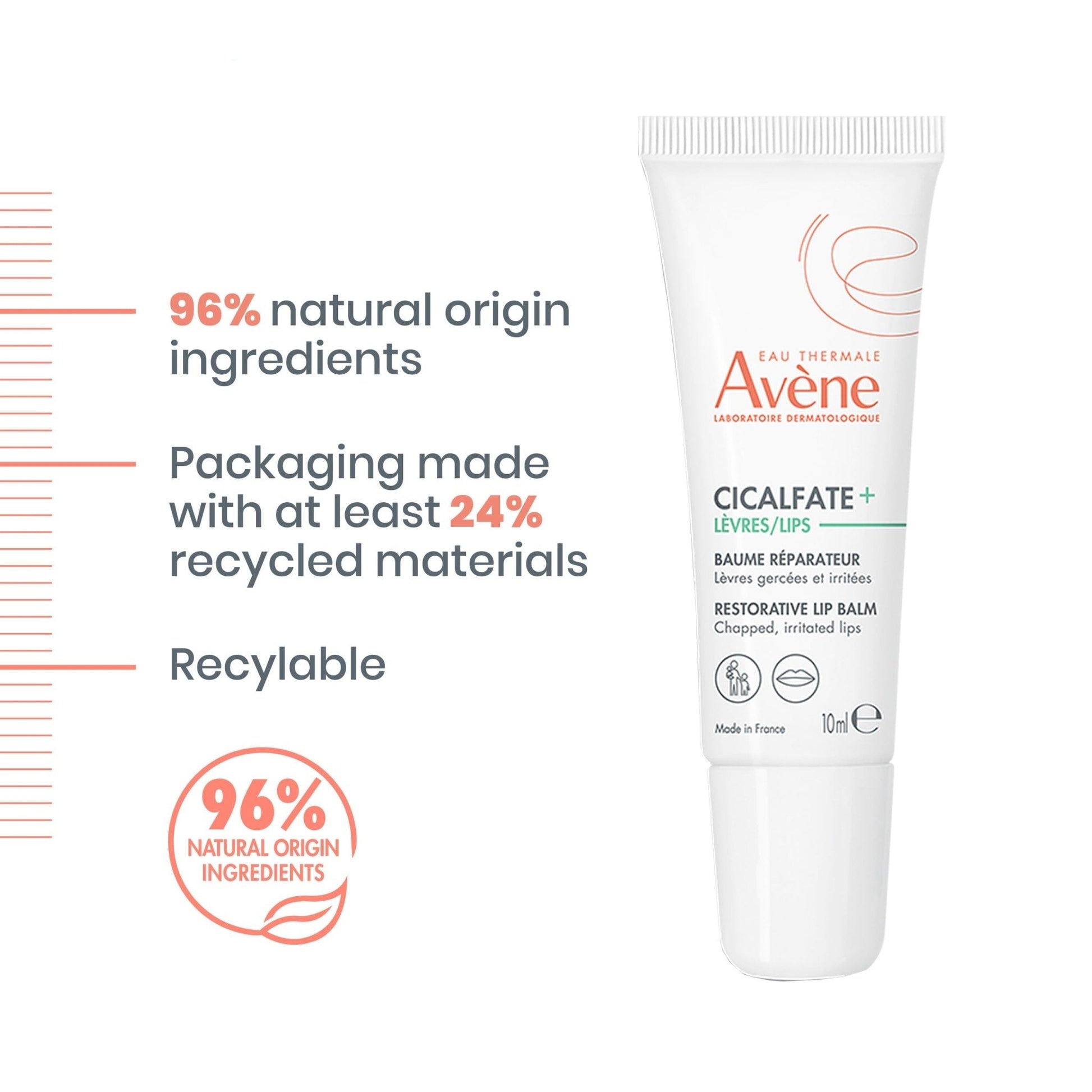 Avène Cicalfate Restorative Lip Cream, Long Lasting Moisture to Soothe Dry, Cracked Lips - Maple Wellness Supplements