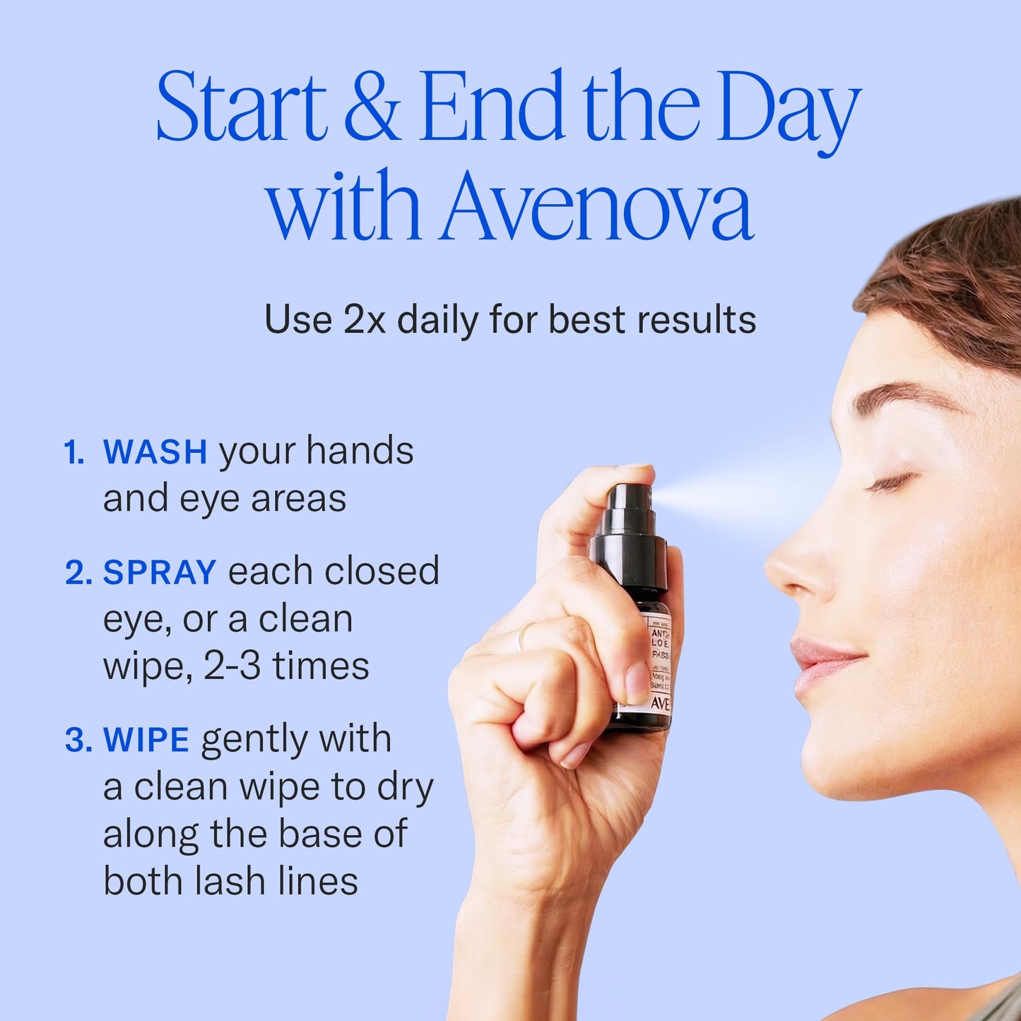 Avenova Eyelid and Eyelash Cleanser Spray - 20ml Bottle - Gentle Everyday Pure Hypochlorous Acid Spray for Eye Irritation - Maple Wellness Supplements