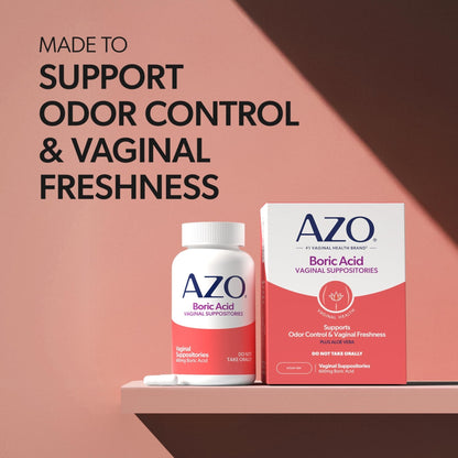 AZO® Boric Acid Vaginal Suppositories for Women, Helps Support Odor Control with Clinically Studied Boric Acid, Non-GMO, 30 Count - Maple Wellness Supplements