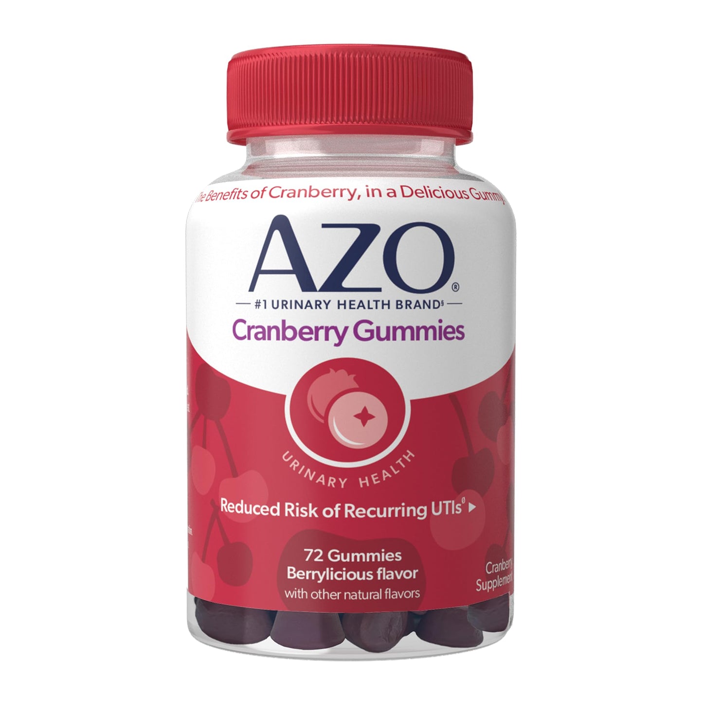 AZO Cranberry Urinary Tract Health Gummies Dietary Supplement, 2 Gummies = 1 Glass of Cranberry Juice, Helps Cleanse & Protect - Maple Wellness Supplements