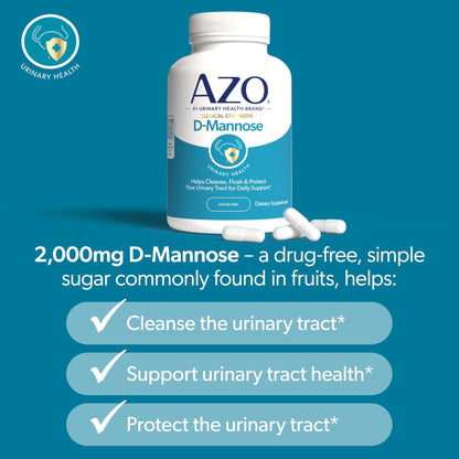 AZO D Mannose Urinary Tract Health, Cleanse, Flush & Protect The Urinary Tract, No.1 Pharmacist Recommended Brand - Maple Wellness Supplements