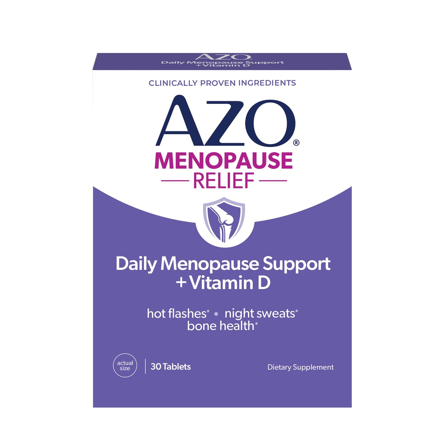 AZO® Daily Menopause Relief + Vitamin D to Support Strong Bones, Menopause Supplements for Women, Reduces Hot Flashes and Night Sweats* - 30 Count - Maple Wellness Supplements