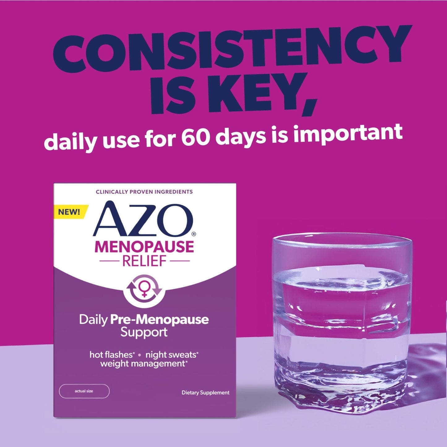 AZO® Daily Pre-Menopause Relief Perimenopause Supplements for Women, Hot Flash, Night Sweat and Healthy Weight Management Support* - 30 Count - Maple Wellness Supplements