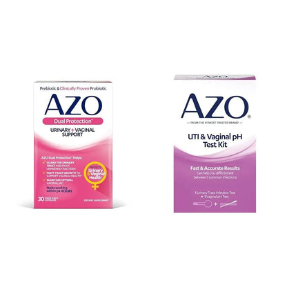 AZO Dual Protection Urinary & Vaginal Probiotic + UTI & Vaginal pH Test Kit (30 Count) - Maple Wellness Supplements