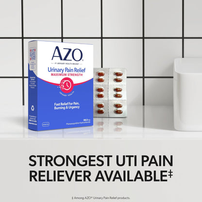 Azo Urinary Pain Relief Maximum Strength, Fast Relief Of Uti Pain, Burning & Urgency, Targets Source Of Pain, 1 Most Trusted Brand, 24 Tablets - Maple Wellness Supplements