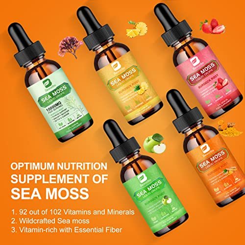B BEWORTHS Sea Moss Liquid Drops - Organic Irish Sea Moss Raw Gel with Burdock Root - Maple Wellness Supplements
