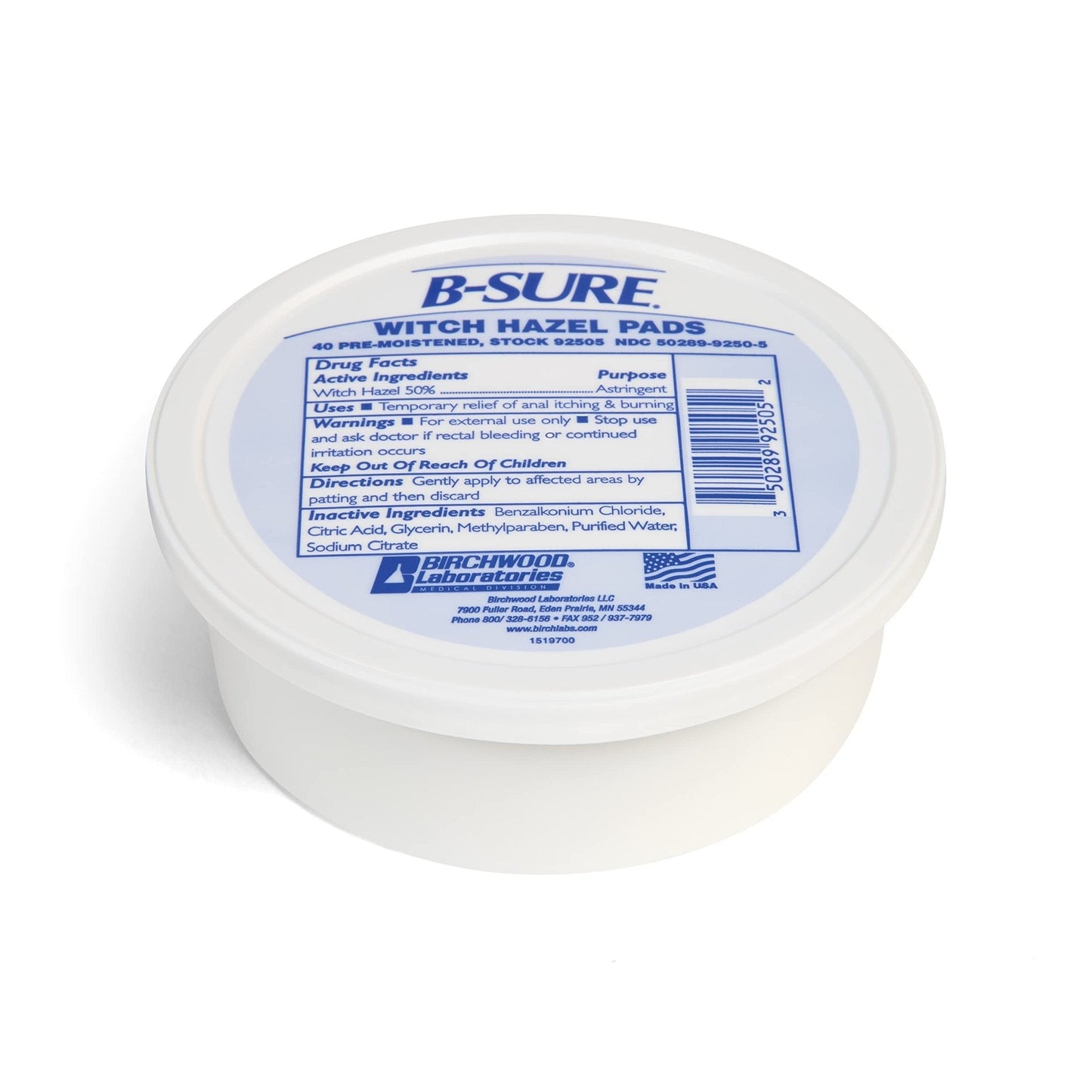 B-Sure Pre-Moistened Witch Hazel Pads, 40 Count - Maple Wellness Supplements