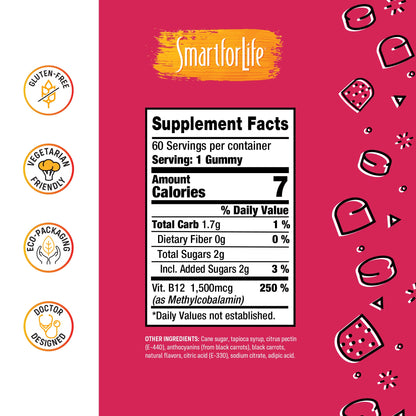 B12 Gummy Vitamins - 1500 mcg Vitamin B12 Gummies for Adults and Kids - Helps with Energy, Metabolism, Bone Nervous System Support - Maple Wellness Supplements