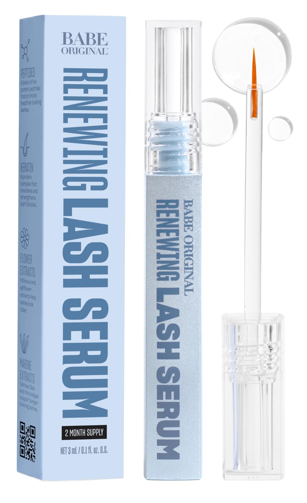 BABE ORIGINAL Renewing Lash Serum – Prostaglandin-Free, Peptide-Infused Gentle Lash Serum for Fuller, Longer-Looking Lashes, Lash Enhancing Treatment - Maple Wellness Supplements