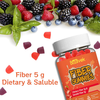 Babivek Fiber Gummies for Women and Men – Dietary Fiber, Gut Health Support, Vegan, Non-GMO, Non-Gluten, Mixed Berry & Strawberry Flavors, 60 Count(Pack of 2) - Maple Wellness Supplements