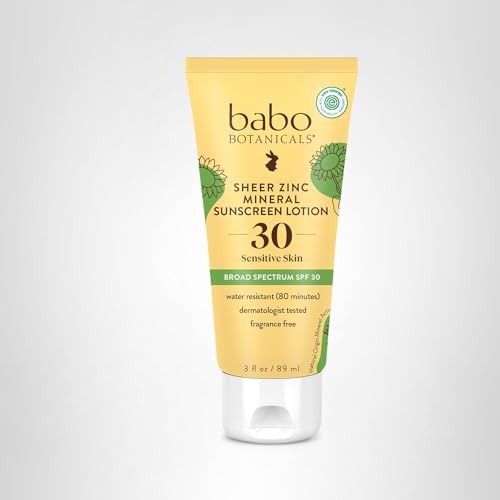 Babo Botanicals Zinc Sunscreen Lotion SPF 30 with 100% Mineral Actives, Non-Greasy, Water-Resistant, Fragrance-Free - Maple Wellness Supplements