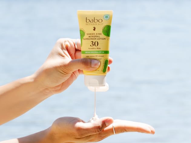 Babo Botanicals Zinc Sunscreen Lotion SPF 30 with 100% Mineral Actives, Non-Greasy, Water-Resistant, Fragrance-Free - Maple Wellness Supplements