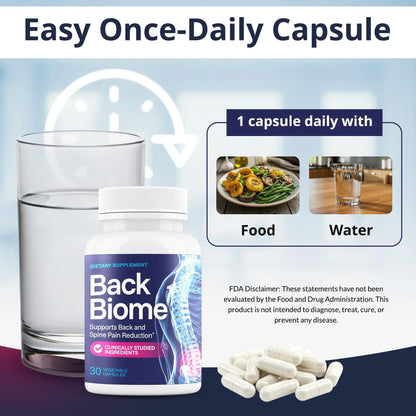 BackBiome – Advanced 7-Strain Probiotic Formula for Gut & Back Health – Supports Digestive Balance, Promotes Spinal Comfort – Non-GMO, Vegan, 30 Capsules - Maple Wellness Supplements