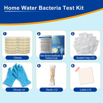 Bacteria Test Kits for Drinking Water - 12 Tests Detect Coliform, E.coli & All Bacteria | Home Quality Testing Kit for Well, Tap, Pool, Hot Tub & City Water | Easy DIY Tester with Free Lab Analysis - Maple Wellness Supplements