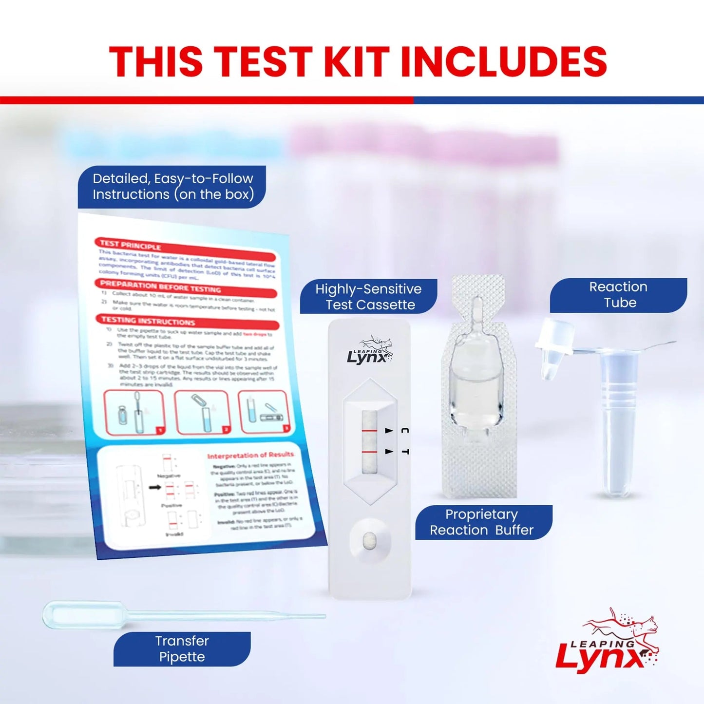 Bacteria Water Test Kit – Coliform, E. coli & Salmonella Detection for Well & Tap Water | Rapid Home Drinking Water Screening Kit with Lab-Quality Results | Leaping Lynx - Maple Wellness Supplements