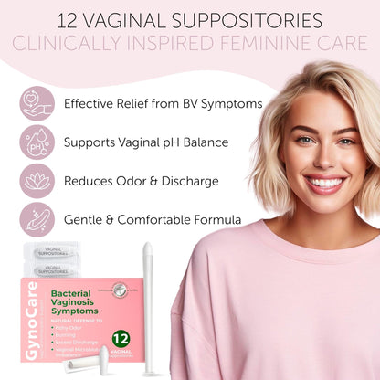 Bacterial Vaginosis Treatment | BV Treatment For Women | Boric Acid Suppositories For Women | Natural Homeopathic for Odor, Itching, Discharge, BV, and Vaginal Microbiota Imbalance | 12 Suppositories - Maple Wellness Supplements