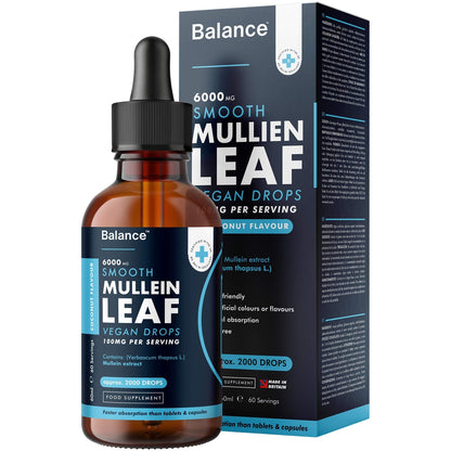 Balance Mullein Leaf Liquid Drops - 60ml for 2 Month Supply - High Strength - Vegan - Maple Wellness Supplements