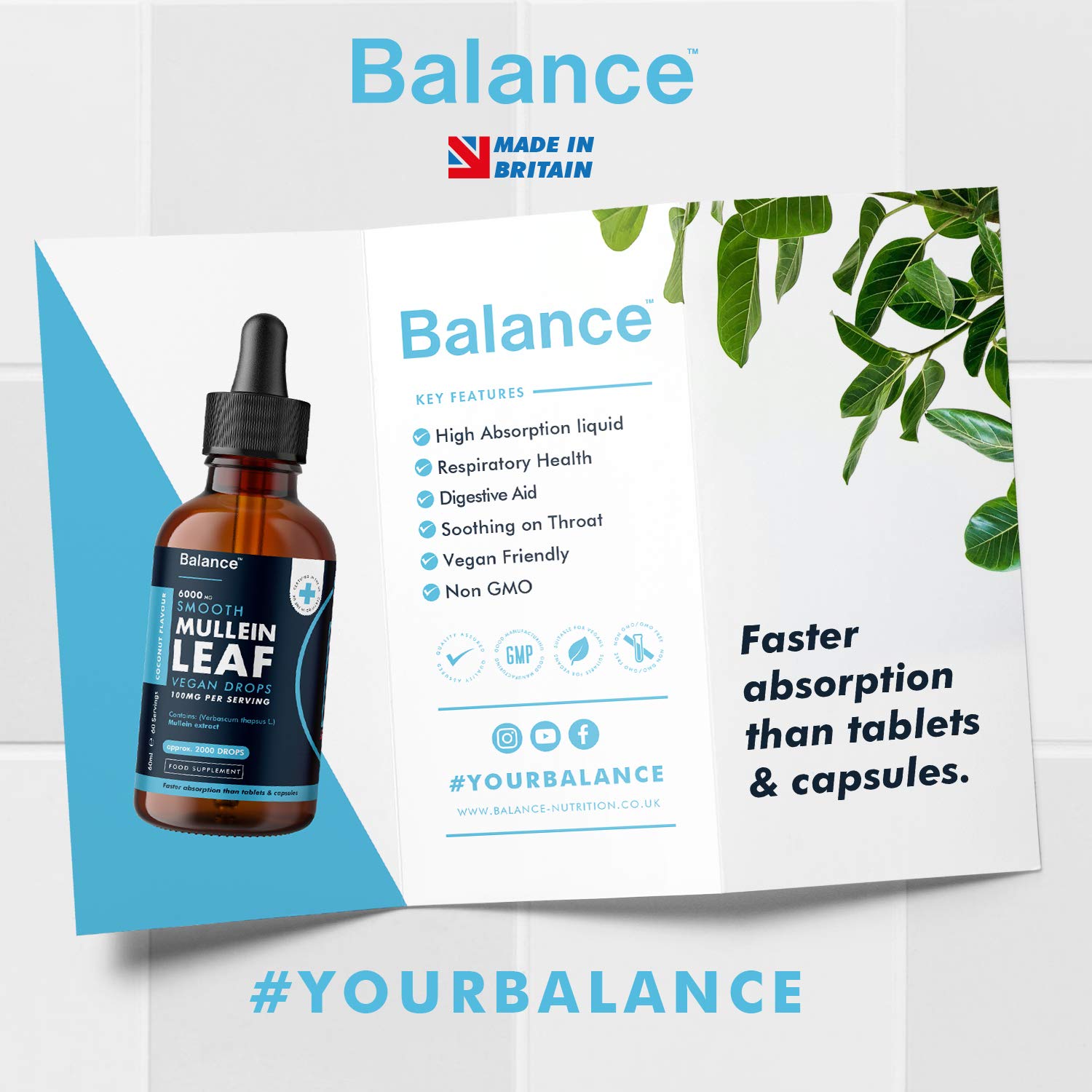 Balance Mullein Leaf Liquid Drops - 60ml for 2 Month Supply - High Strength - Vegan - Maple Wellness Supplements