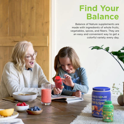 Balance of Nature Fruits & Veggies Supplements - Whole Fruit and Vegetable Ingredients for Women, Men, and Kids - 90 Fruits Capsules, 90 Veggies Capsules - 1 Set - Maple Wellness Supplements